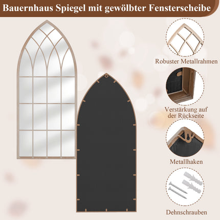 Wandspiegel Bauernhaus Bogenform, Metallrahmen, 115x50 cm, Grau
