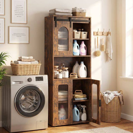 Farmhouse Bathroom Cabinet, Sliding Door, 60x30x150 cm