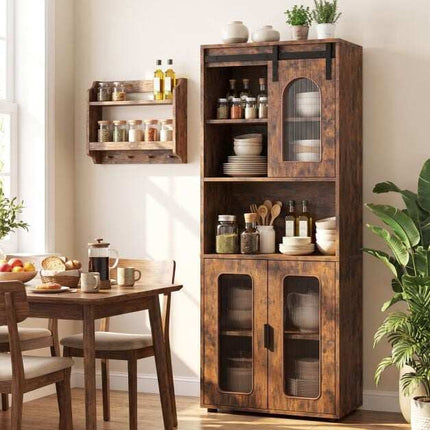 Farmhouse Bathroom Cabinet, Sliding Door, 60x30x150 cm