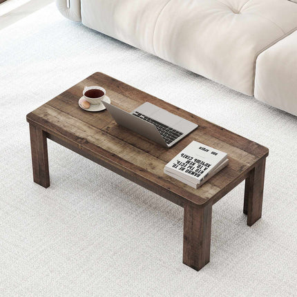Salontafel in landelijke stijl, 120 cm, bruin blad met houtlook.