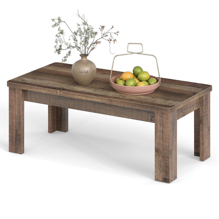 Salontafel in landelijke stijl, 120 cm, bruin blad met houtlook.