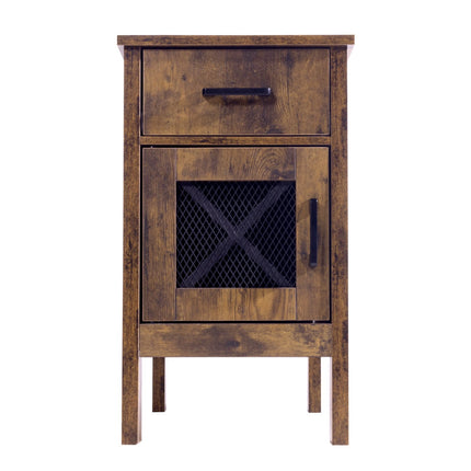 Farmhouse End Table with USB, Outlets, Drawer, Cabinet