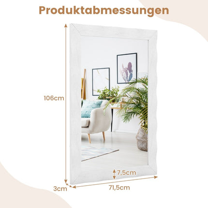 Boerderijwandspiegel met rubberhouten frame, rustieke badkamerspiegel in wit