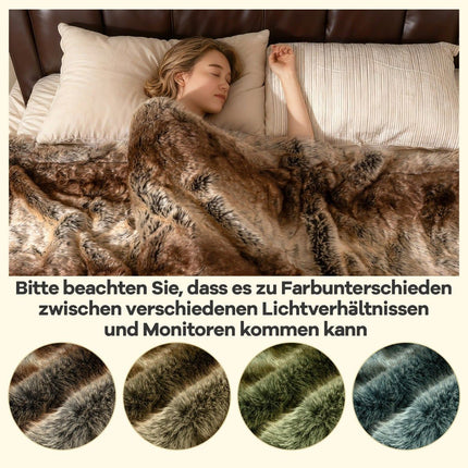 Faux Fur Throw Blanket, Soft Plush, 153 x 203 cm