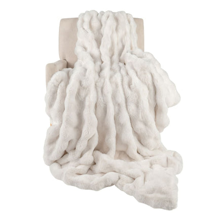 Faux Rabbit Fur Blanket, Beige, 153 x 203 cm