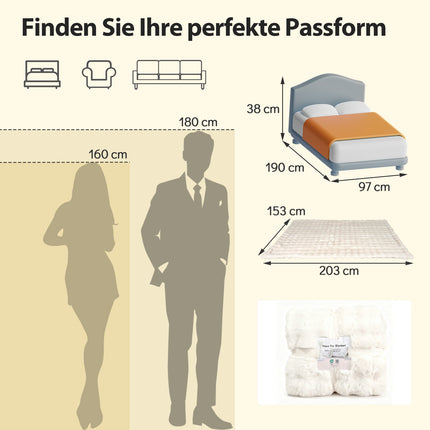 Faux Rabbit Fur Blanket, Beige, 153 x 203 cm