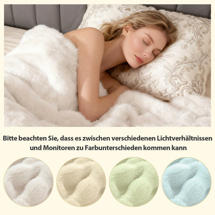 Faux Rabbit Fur Blanket, Beige, 153 x 203 cm