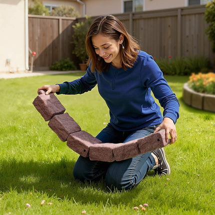 Faux Stone Landscape Edging Border, 4-Pack, Brown