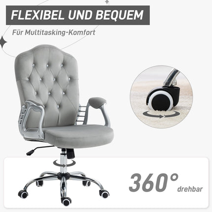 Ergonomischer Bürostuhl aus Kunstleder, verstellbar, hellgrau