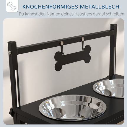 Adjustable stainless steel dog bowl - bone shape, 0.9L