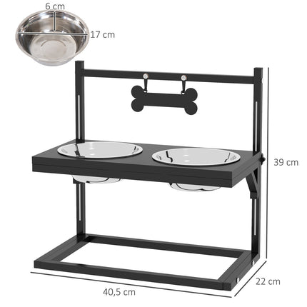 Adjustable stainless steel dog bowl - bone shape, 0.9L