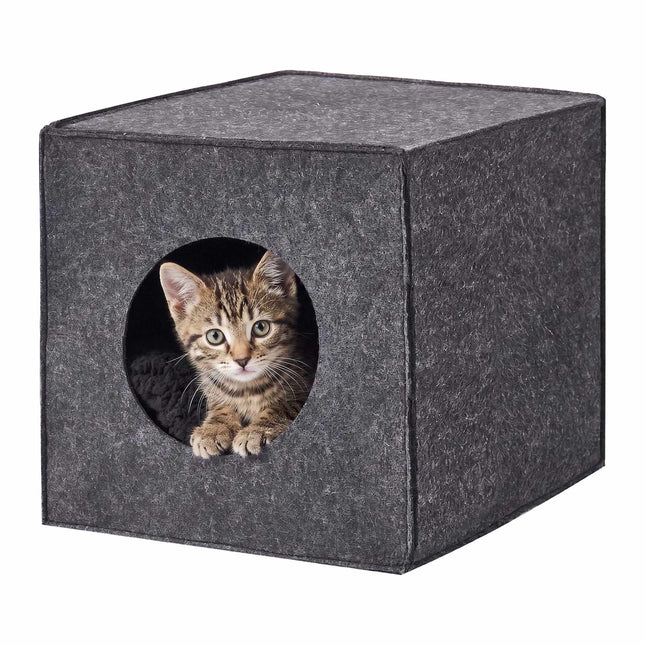 Felt Cat Cave Cube, Foldable Shelf Insert With Cushion