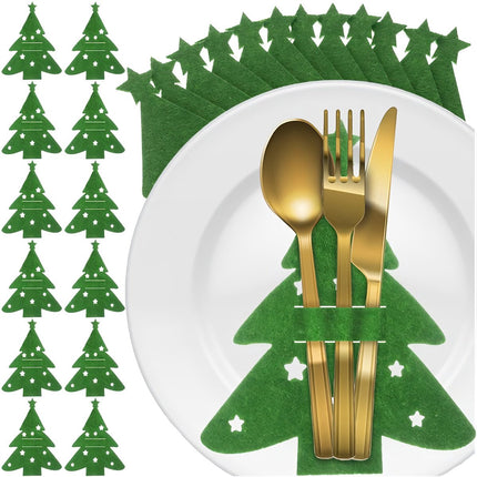 Filz-Besteckhalter Weihnachtsbaum, 12er-Set