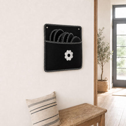 Felt Guest Slippers, 6 Pairs with Storage Bag, Black
