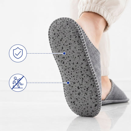 Felt Guest Slippers, 6 Pairs with Storage Bag, Black