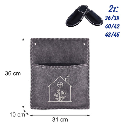 Felt Guest Slippers Set, 6 Pairs with Storage Bag