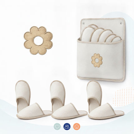 Felt Guest Slippers Set, 6 Pairs with Storage Bag