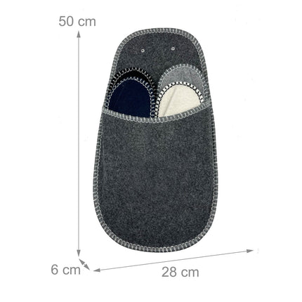Felt Guest Slippers Set, Non-Slip, 6 Pairs with Bag