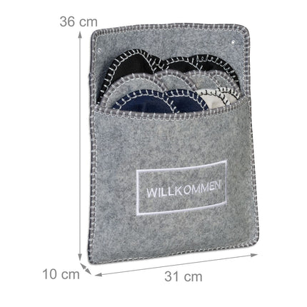Filz-Gästepantoffel-Set mit Tasche – 6 Paar, rutschfeste Sohlen