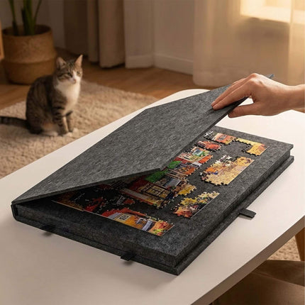 Felt Puzzle Board with 6 Drawers, Dark Gray