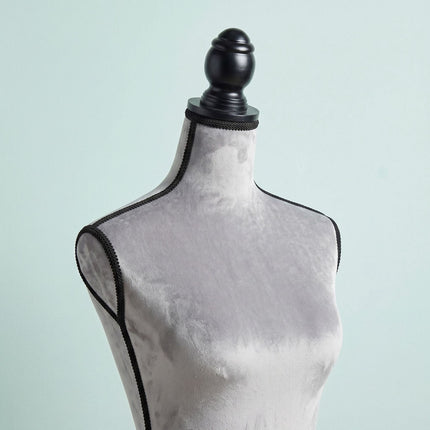 Female Dress Form 36/38 Velvet, Light Grey, Adjustable Stand