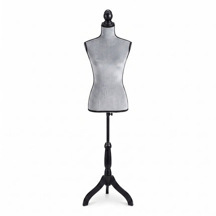 Female Dress Form 36/38 Velvet, Light Grey, Adjustable Stand