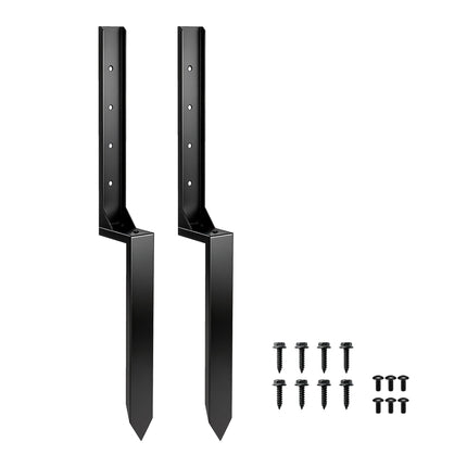 Fence Post Repair Kit, 2-Pack with Drill and Screws, Black