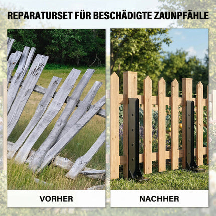 Fence Post Repair Kit, 2-Pack with Drill and Screws, Black
