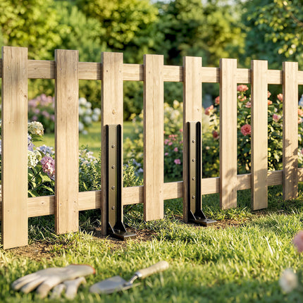 Fence Post Repair Kit, 2-Pack with Drill and Screws, Black
