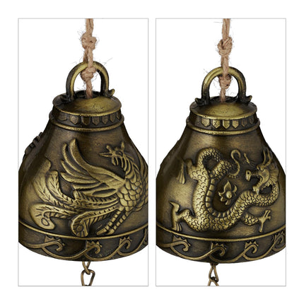 Feng Shui Windspiel-Set, 4 Glocken mit Glückssymbolen