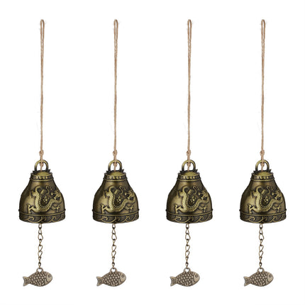 Feng Shui Windspiel-Set, 4 Glocken mit Glückssymbolen
