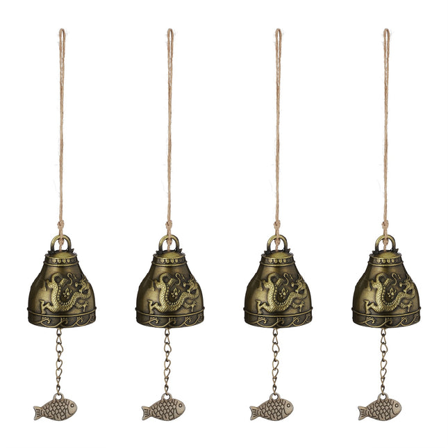 Feng Shui Windspiel-Set, 4 Glocken mit Glückssymbolen