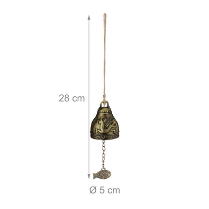 Feng Shui Windspiel-Set, 4 Glocken mit Glückssymbolen