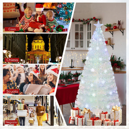 Glasfaser Weihnachtsbaum 180cm, LED Schneeflocken, Stern