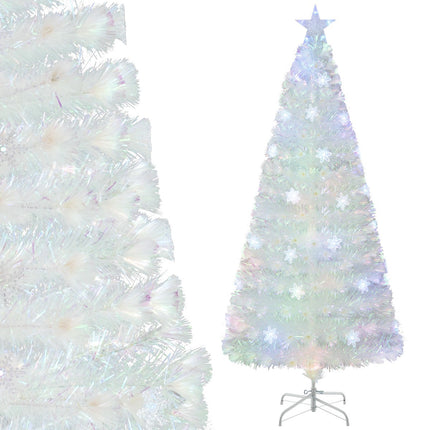 Glasfaser Weihnachtsbaum 180cm, LED Schneeflocken, Stern