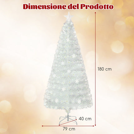 Glasfaser Weihnachtsbaum 180cm, LED Schneeflocken, Stern