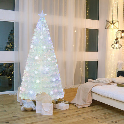 Glasfaser Weihnachtsbaum 180cm, LED Schneeflocken, Stern