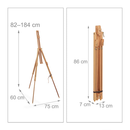 Field easel made of beech wood