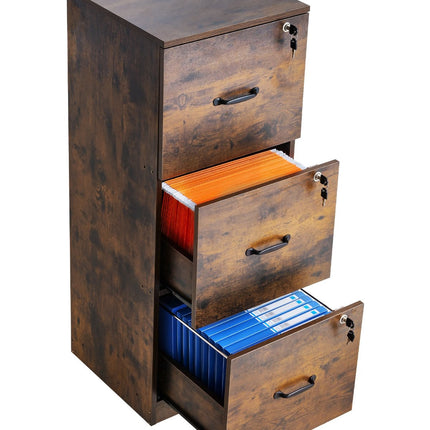 File Cabinet, 3-Drawer Locking, Adjustable Rails A4 Legal
