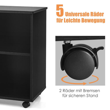 Archiefkast met 3 laden Mobiele kantoorkast op wielen 81 x 41 x 66 cm Zwart