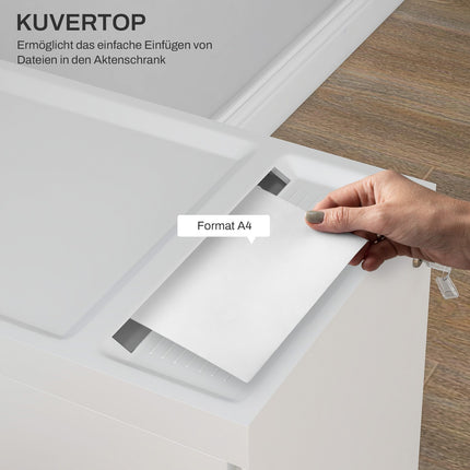 Filing cabinet with double lock, hanging file, powder-coated steel, 30x50x53.5 cm, white