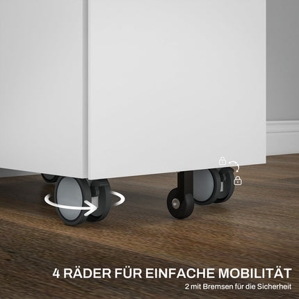 Filing cabinet with double lock, hanging file, powder-coated steel, 30x50x53.5 cm, white