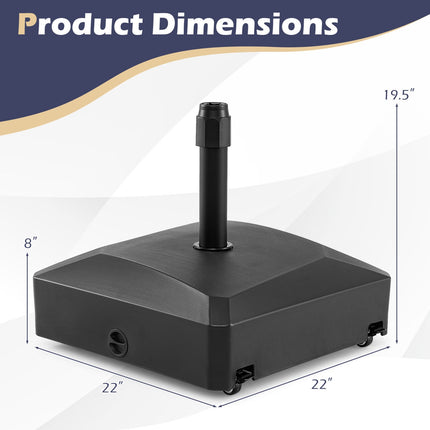 Fillable Mobile Umbrella Base, 176 lb, 4 Wheels, 2 Locks