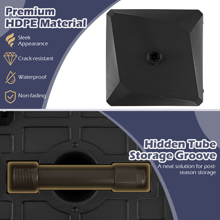 Fillable Mobile Umbrella Base, 176 lb, 4 Wheels, 2 Locks