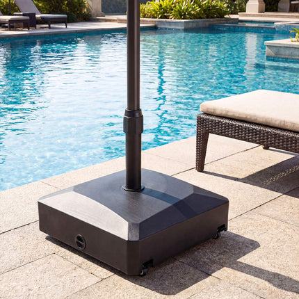 Fillable Mobile Umbrella Base, 176 lb, 4 Wheels, 2 Locks