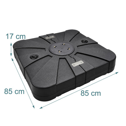 Fillable Parasol Base with Castors, Black, 85x85 cm