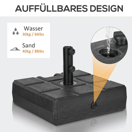 Befüllbarer Kunststoff-Schirmständer, 30-40 kg, Schwarz