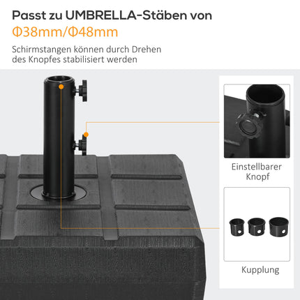 Befüllbarer Kunststoff-Schirmständer, 30-40 kg, Schwarz