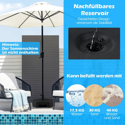 Fillable Umbrella Base, 17.5L Water or 30kg Sand, HDPE