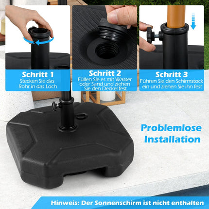 Fillable Umbrella Base, 17.5L Water or 30kg Sand, HDPE